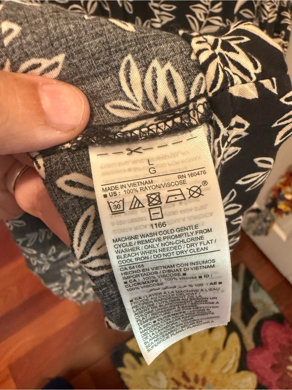 Old Navy Black Maxi Dress with White Leaf Print - Picture 5 of 6